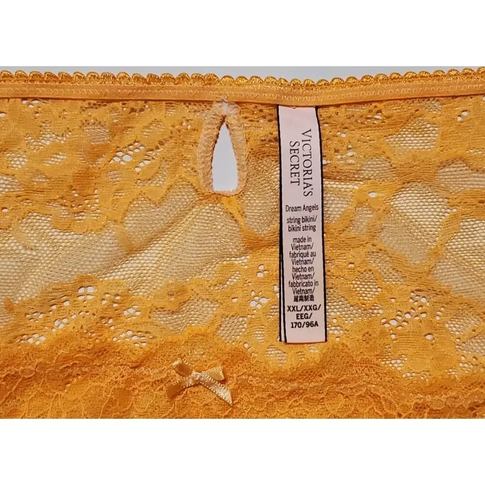 Victoria's Secret Dream Angels String Bikini Panty All Lace Electric Orange 9